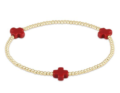 Red Signature Cross 2mm Bead Bracelet