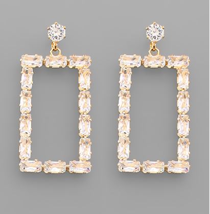 CZ Rectangle Earrings