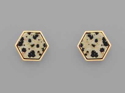 Dalmatian Hexagon Studs