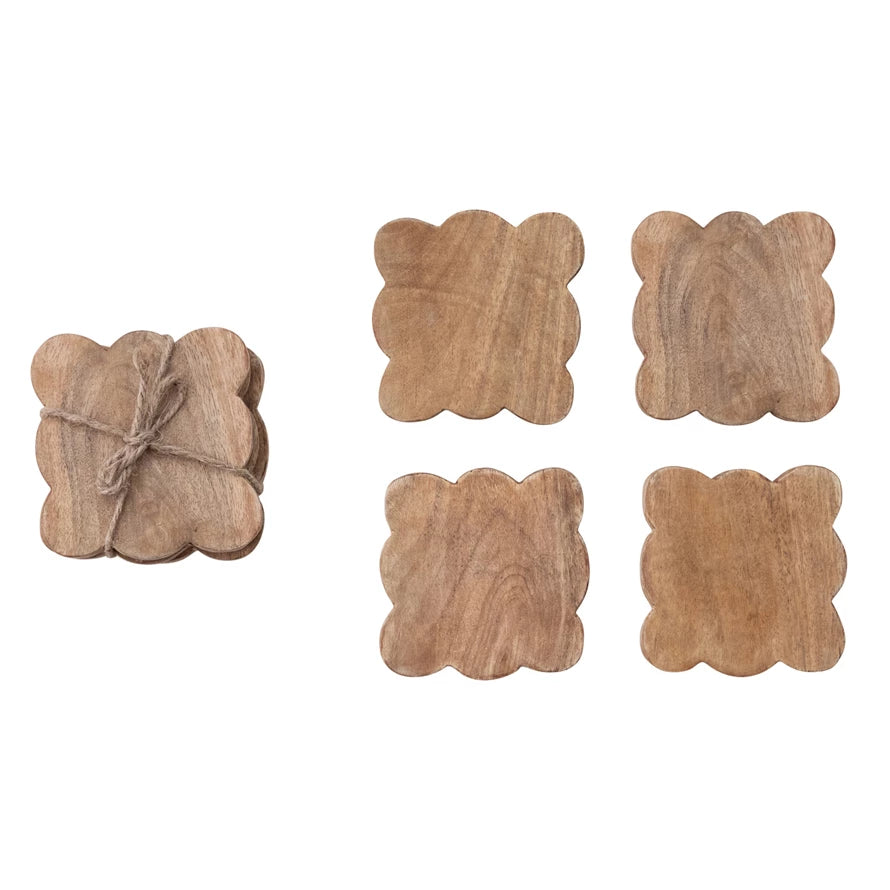 Mango Wood Scalloped Coasters