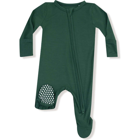 Hunter Green Footie 2 Way Zipper