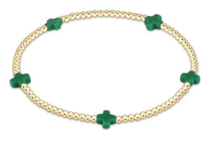 Signature Cross Small Gold Pattern 2mm Bracelet Emerald