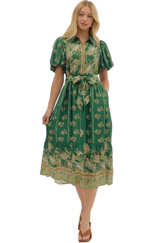 Botanical Green Midi Dress