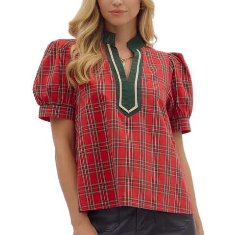 Stacia Plaid Top
