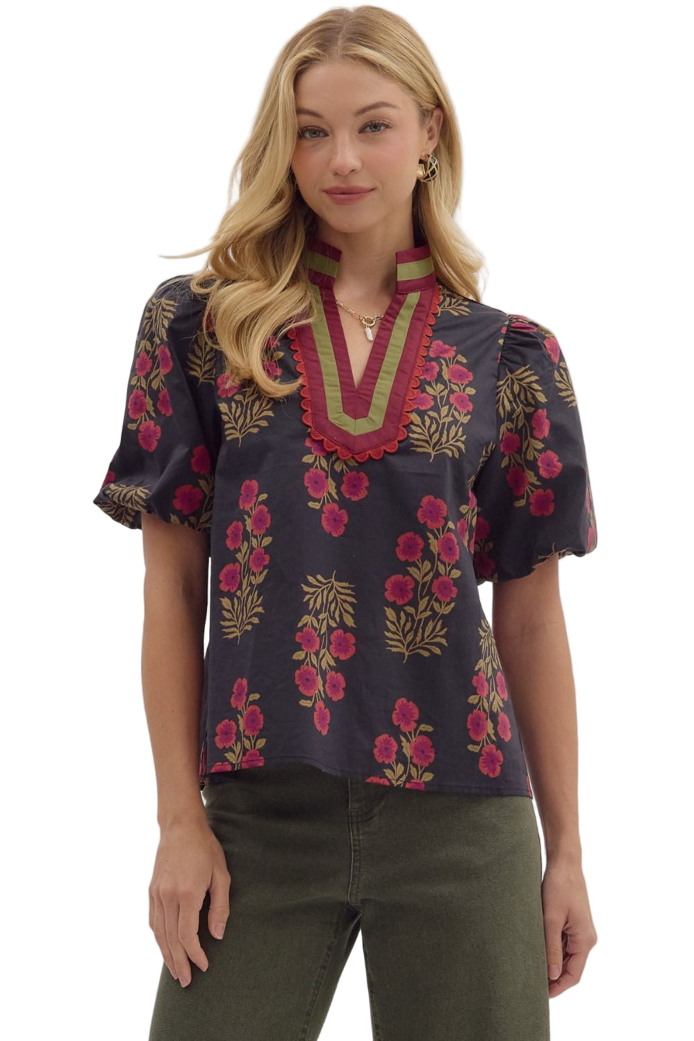 Briar Black Floral Top