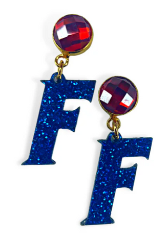 Mini Blue Glitter Florida Gators Earrings