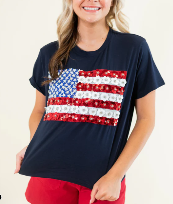 American Flag Sequin Shirt