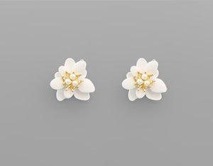 White Flower Earrings