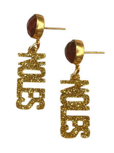 Mini Gold Glitter FSU NOLES Earrings