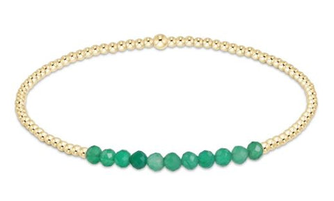 Gold Bliss 2mm Bead Bracelet - Faceted Green Onyx