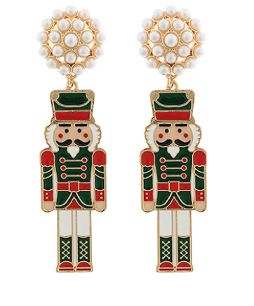 Enamel Coated Metal Nutcracker Earrings