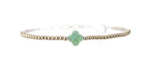 Opal Clover Gold Bead Bracelet