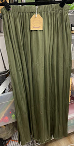 Side Slit Green A-Line Skirt