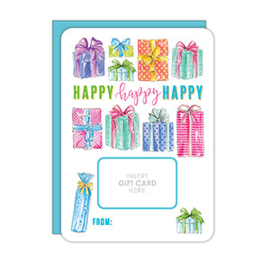 Happy Happy Happy Wrapped Birthday Gifts Gift Card Greeting