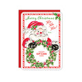 Merry Christmas Ho Ho Ho! Santa with Wreath Gift Card Greeting
