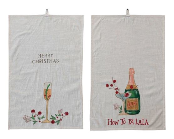 Holiday Saying Tea Towel with Loop