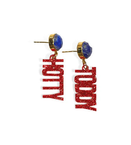 Mini Red Glitter HOTTY TODDY Earrings