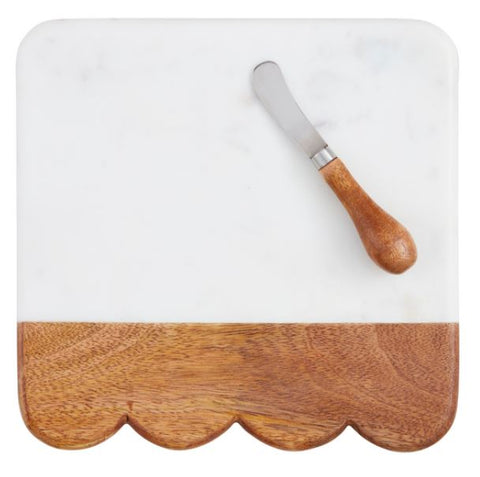 Scalloped Marble Wood Board Set