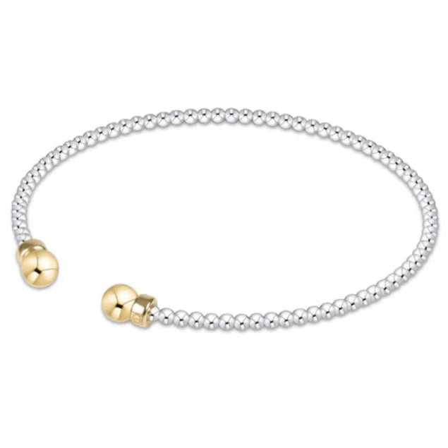 Classic Sterling Mixed Metal 2mm Bead Cuff - Gold