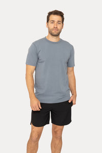 Blue Pima Cotton Short Sleeve Tee