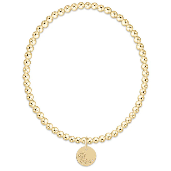 Ole Miss Ecollegiate Gold 3mm Bracelet