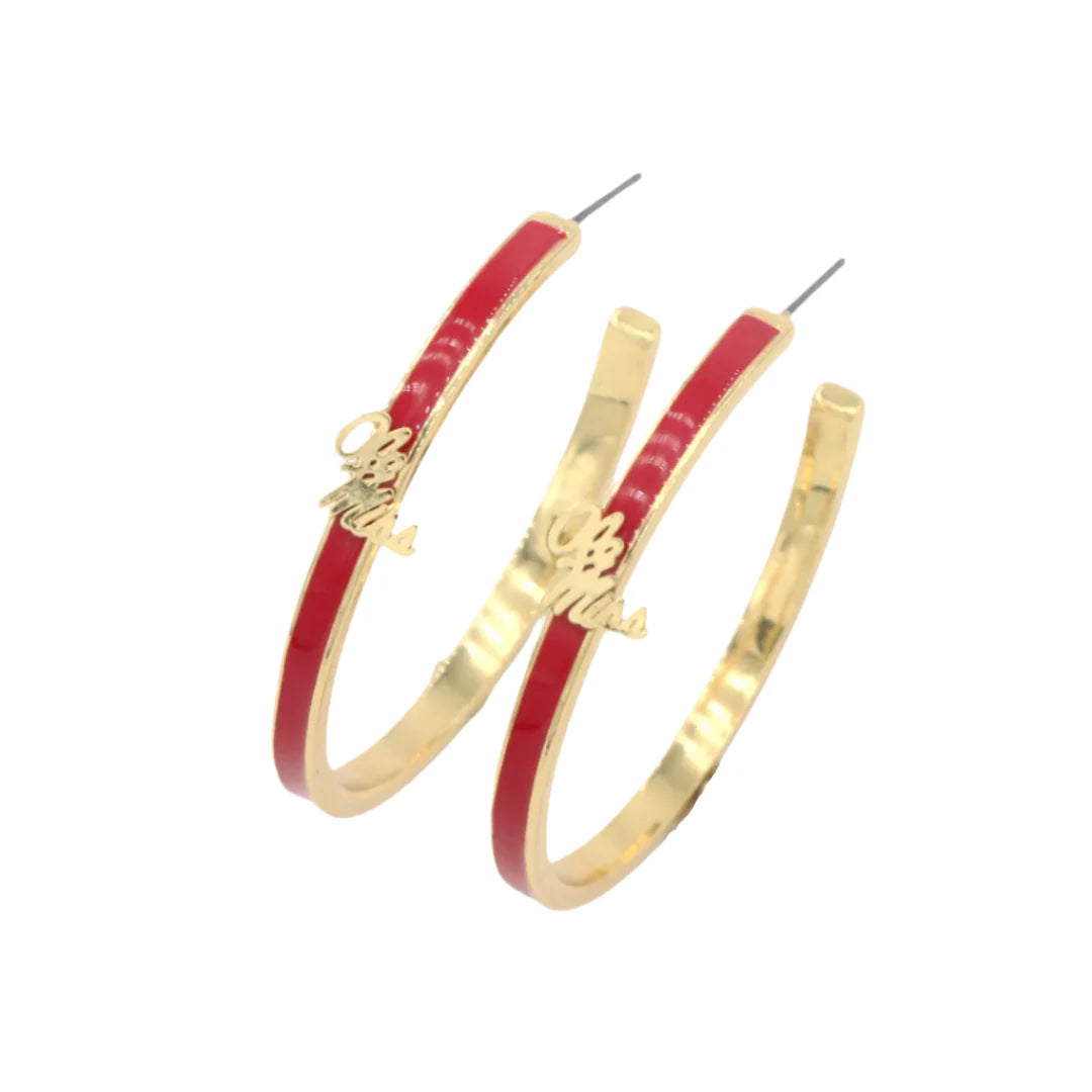 Ole Miss Logo Hoop Earrings