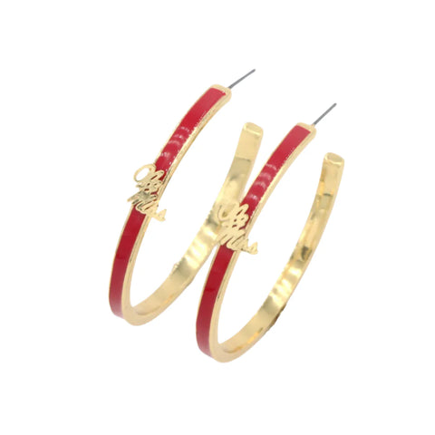Ole Miss Logo Hoop Earrings