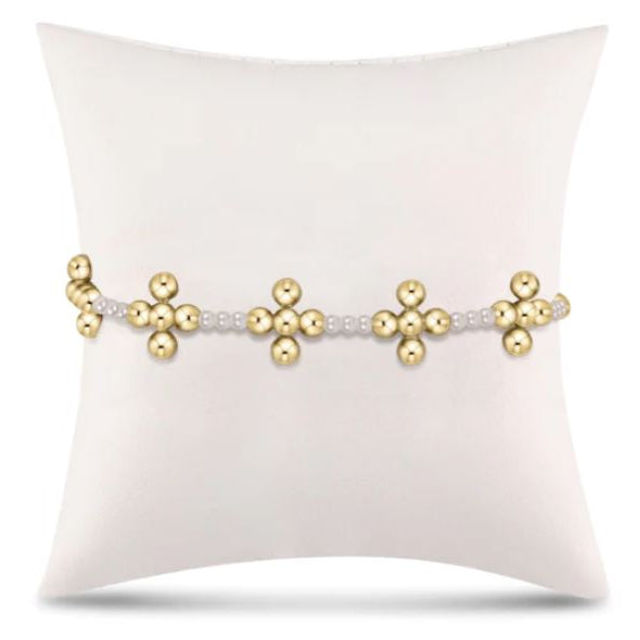 Pearl Beaded Gold Cross 3mm Bracelet