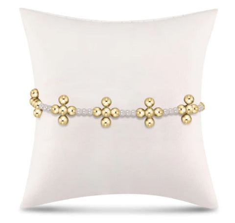 Pearl Beaded Gold Cross 3mm Bracelet