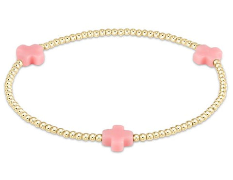 Pink Signature Cross 2mm Bead Bracelet