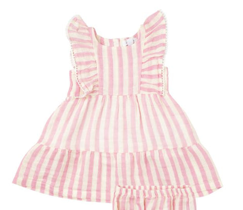 Pink Striped Muslin Dress