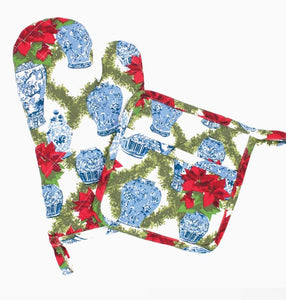 Poinsettias Oven Mitt Set