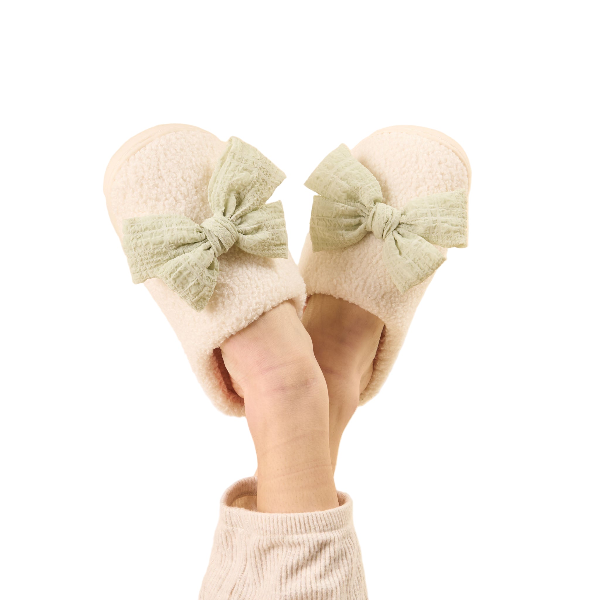 Blushing Bows Slippers Sage Green