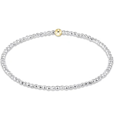 Bright Silver Faceted Hematite 2mm Bead Bracelet