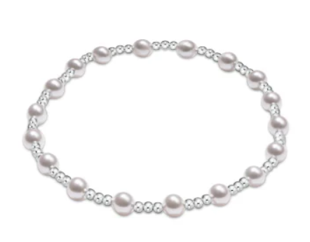 Classic Sincerity Pattern Sterling 4mm Bead Bracelet - Pearl