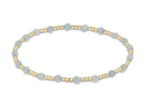 Gemstone Gold Sincerity 3mm Bead Bracelet - Aquamarine