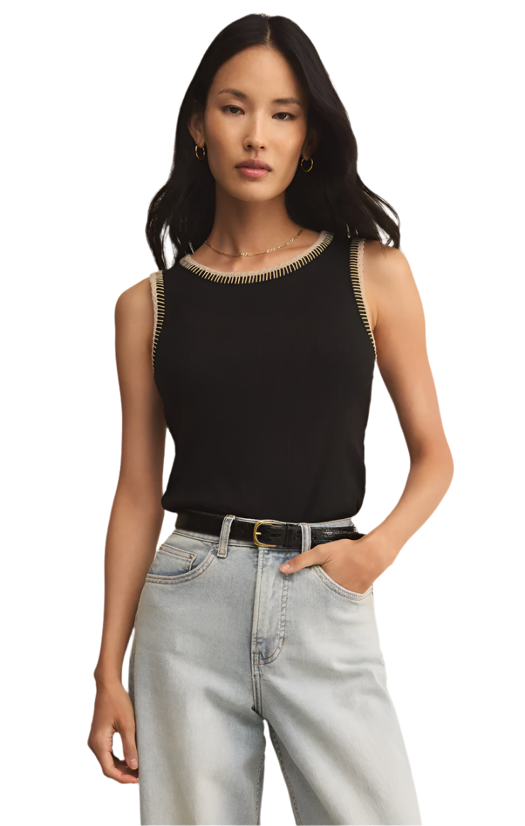 Social Rib Tank Black