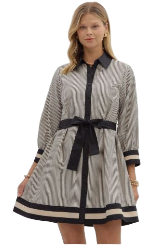 Selena Striped Black Mini Dress