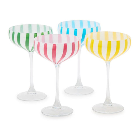 Hand-Painted Striped Coupe Glass