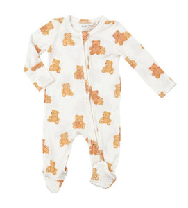 Teddy Bear Footie Two Way Zipper