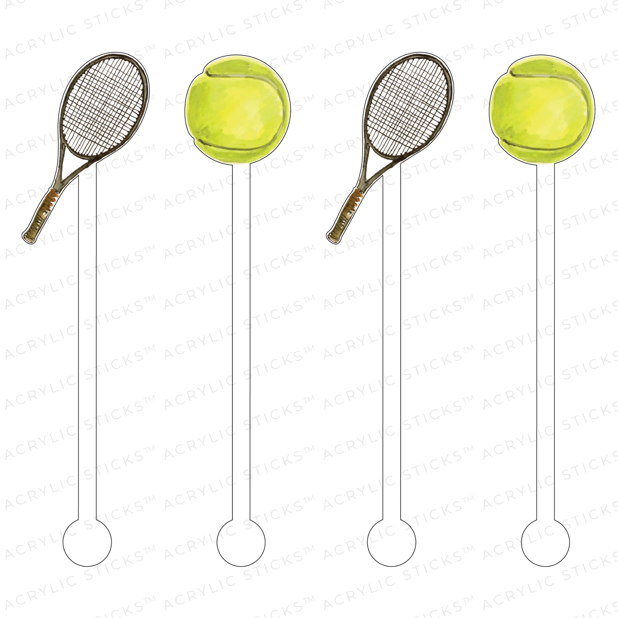 Tennis Acrylic Stir Stick Combo