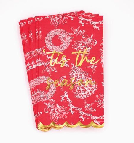 Red Toile Guest Towel Napkins