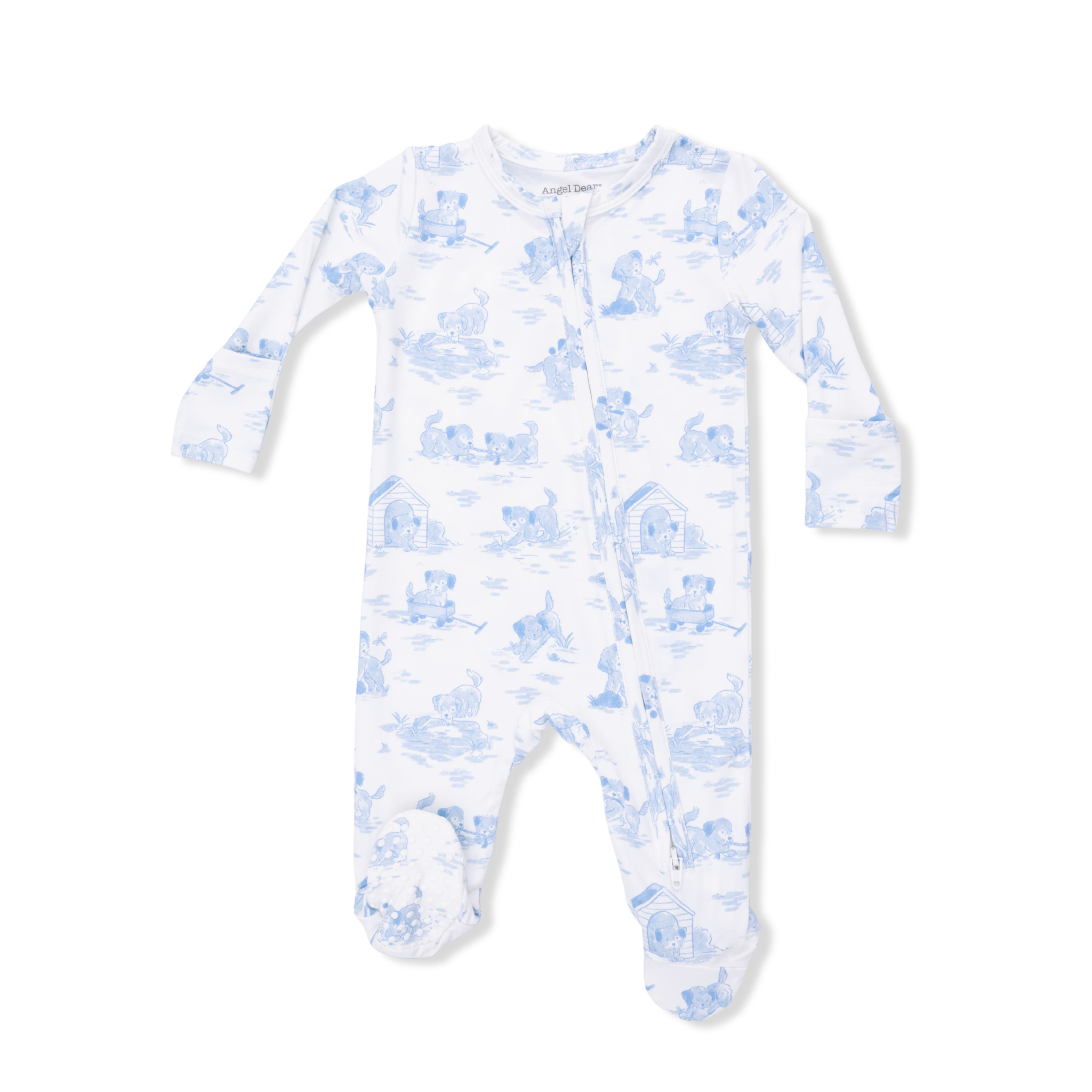 Blue Puppy Toile Footie