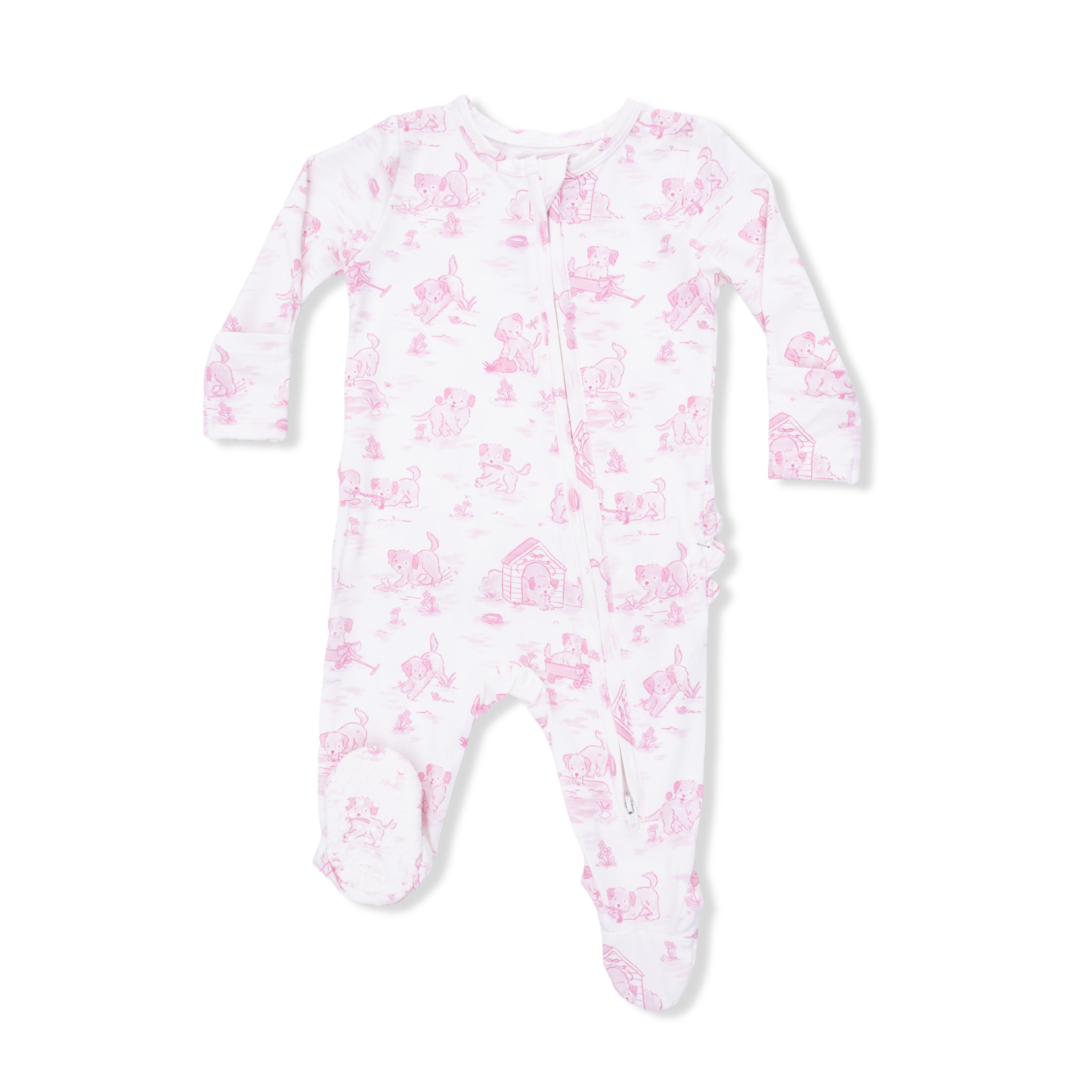 Puppy Pink Toile Footie
