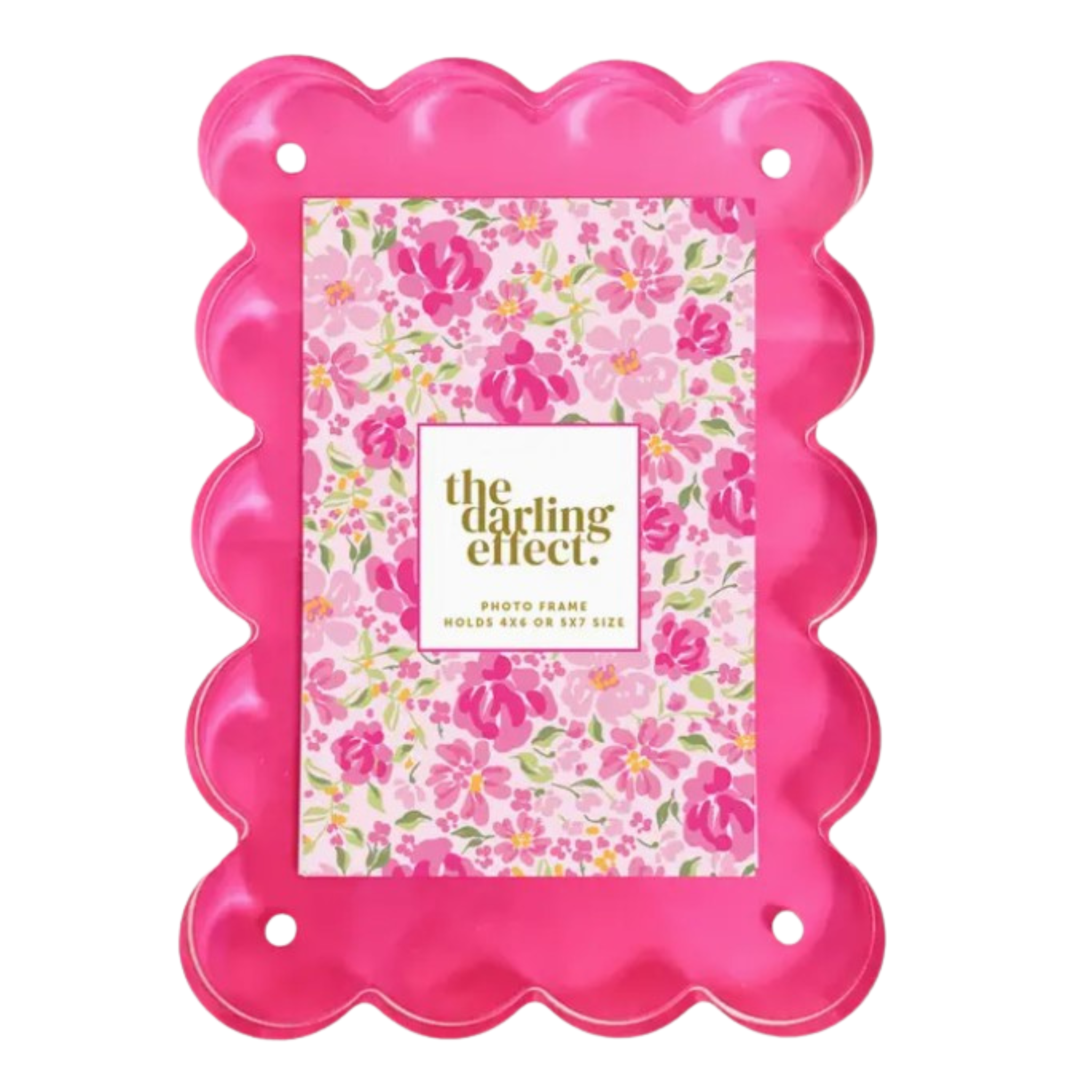 Rectangle Scalloped Acrylic Frame-Hot Pink