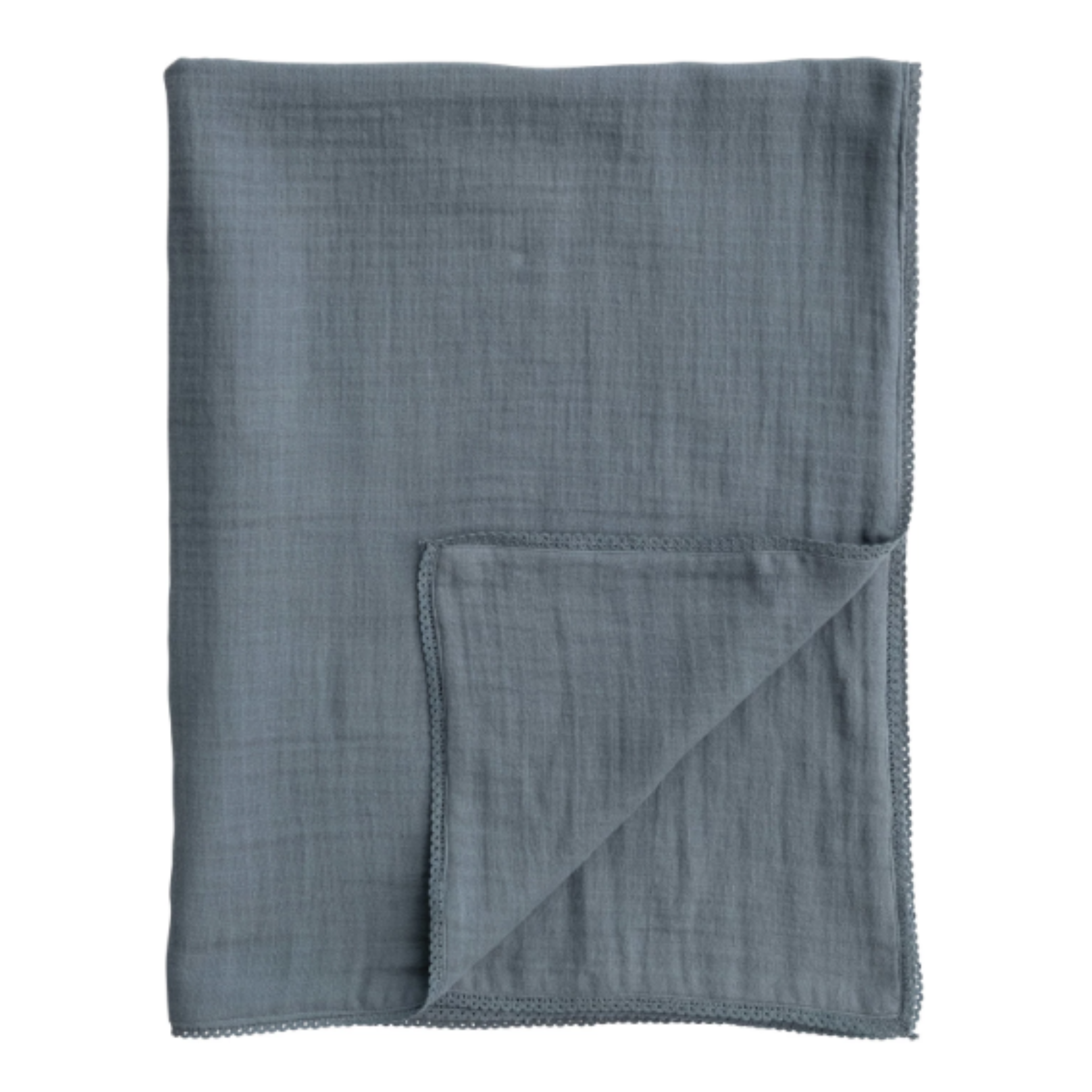 Blue Lace Trim Baby Blanket
