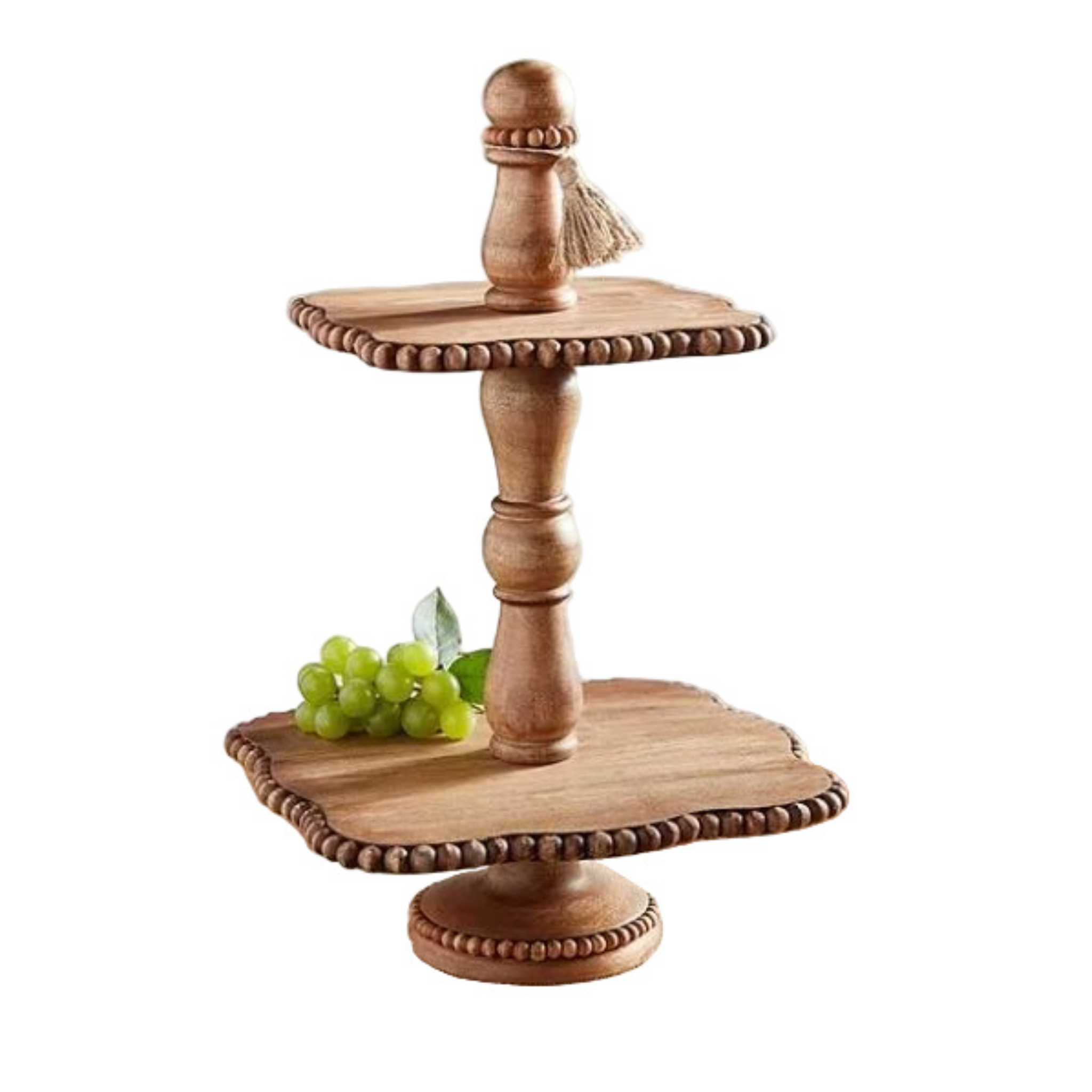 Wood Beaded Tiered Server