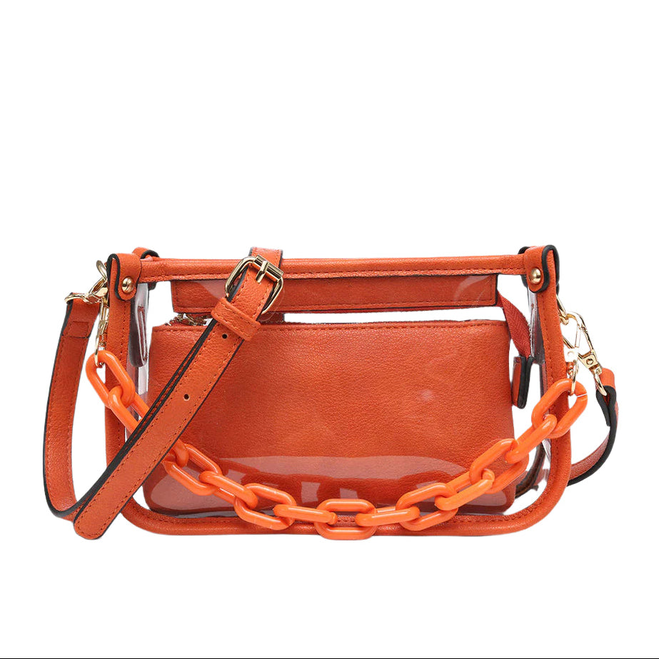Jessica Clear Crossbody w/ Chain