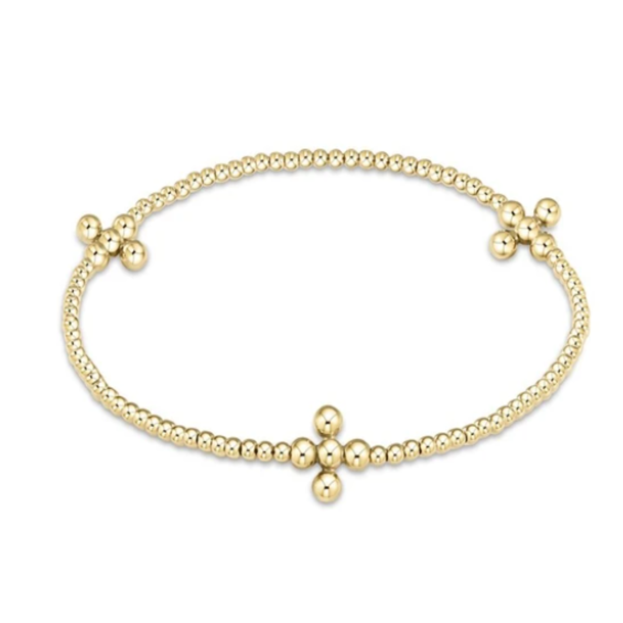 Beaded 3mm Gold Signature Cross 2mm Gold Bracelet