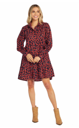Rust Leopard Polly Dress